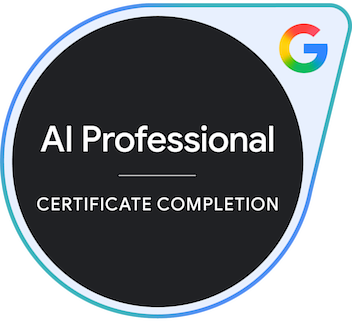 Google AI Professional Certificate completion badge